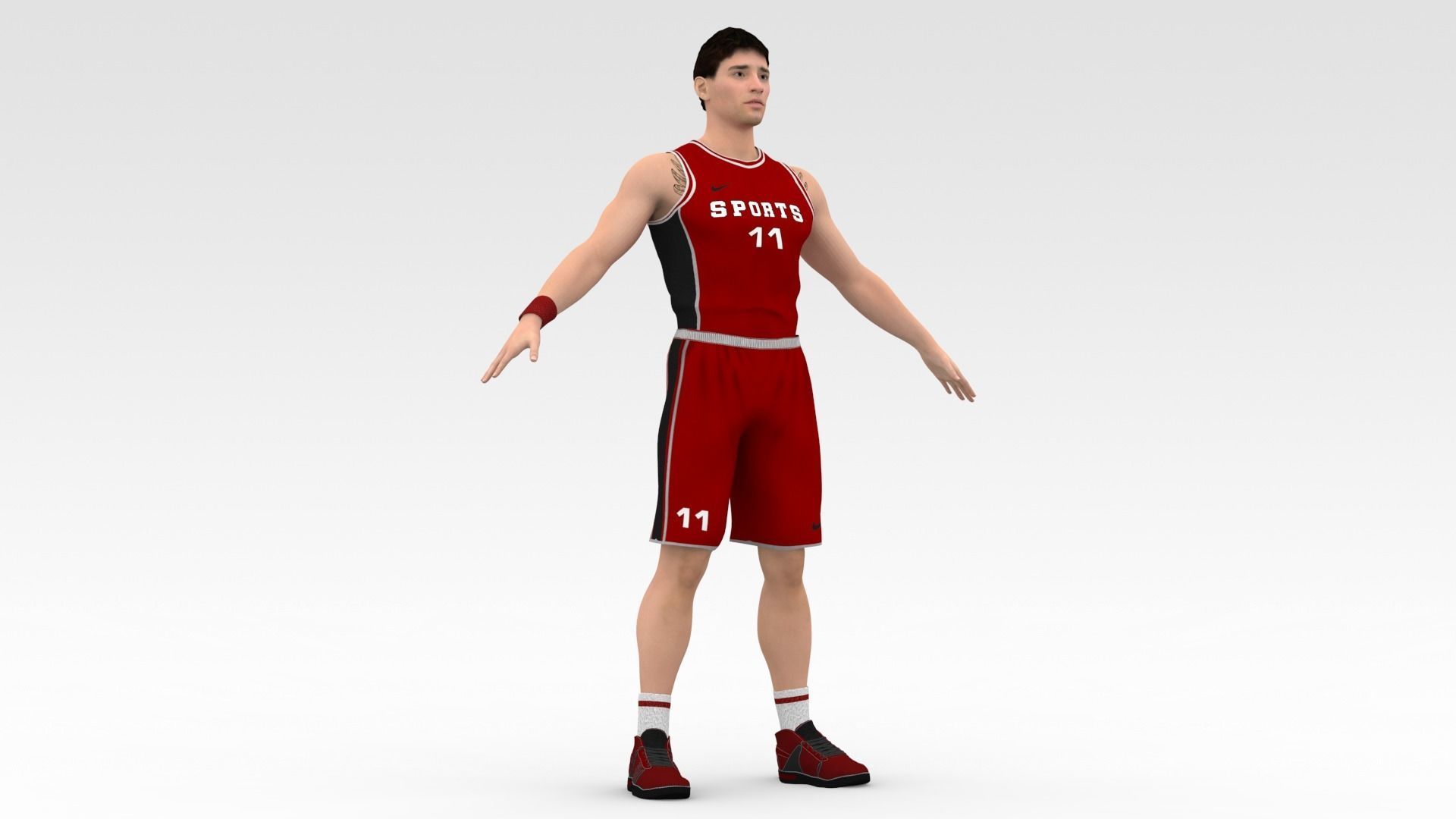 Basketball Player Red Player 05 3D model_5