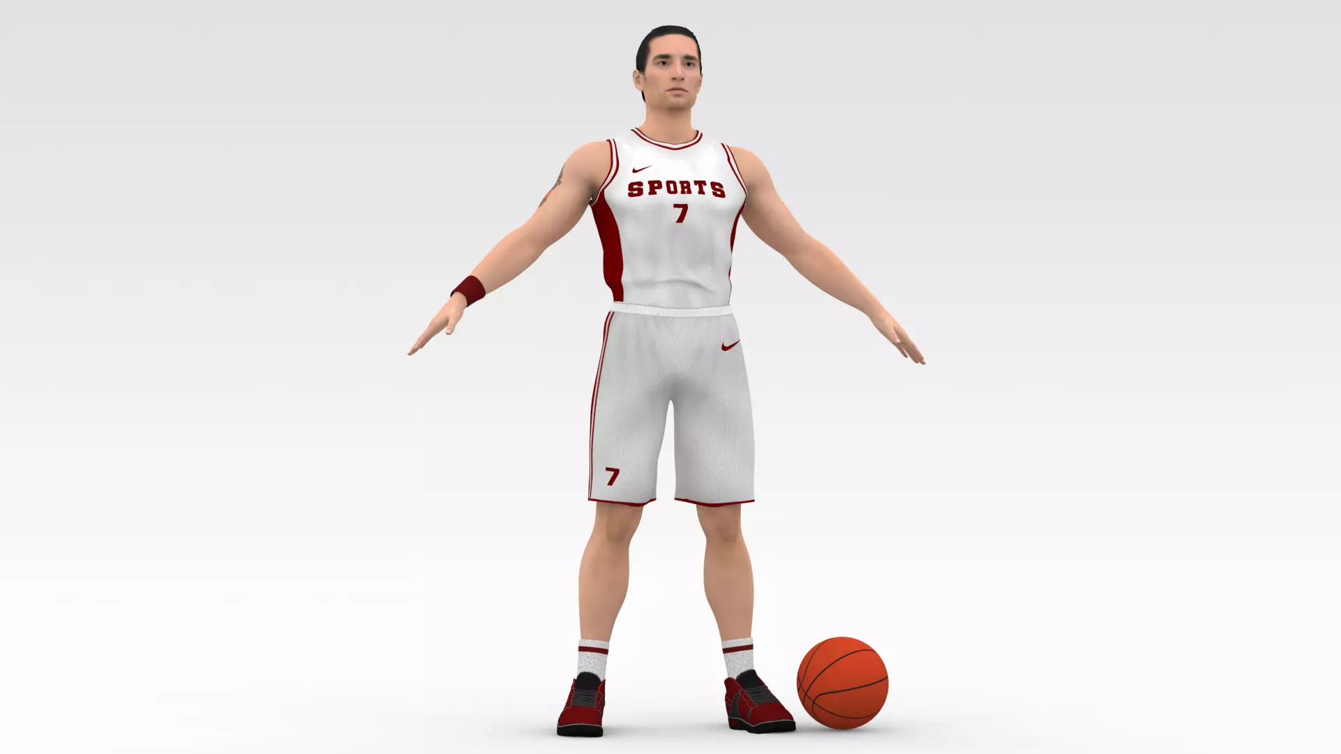 Basketball Player White Player 01 3D model_0