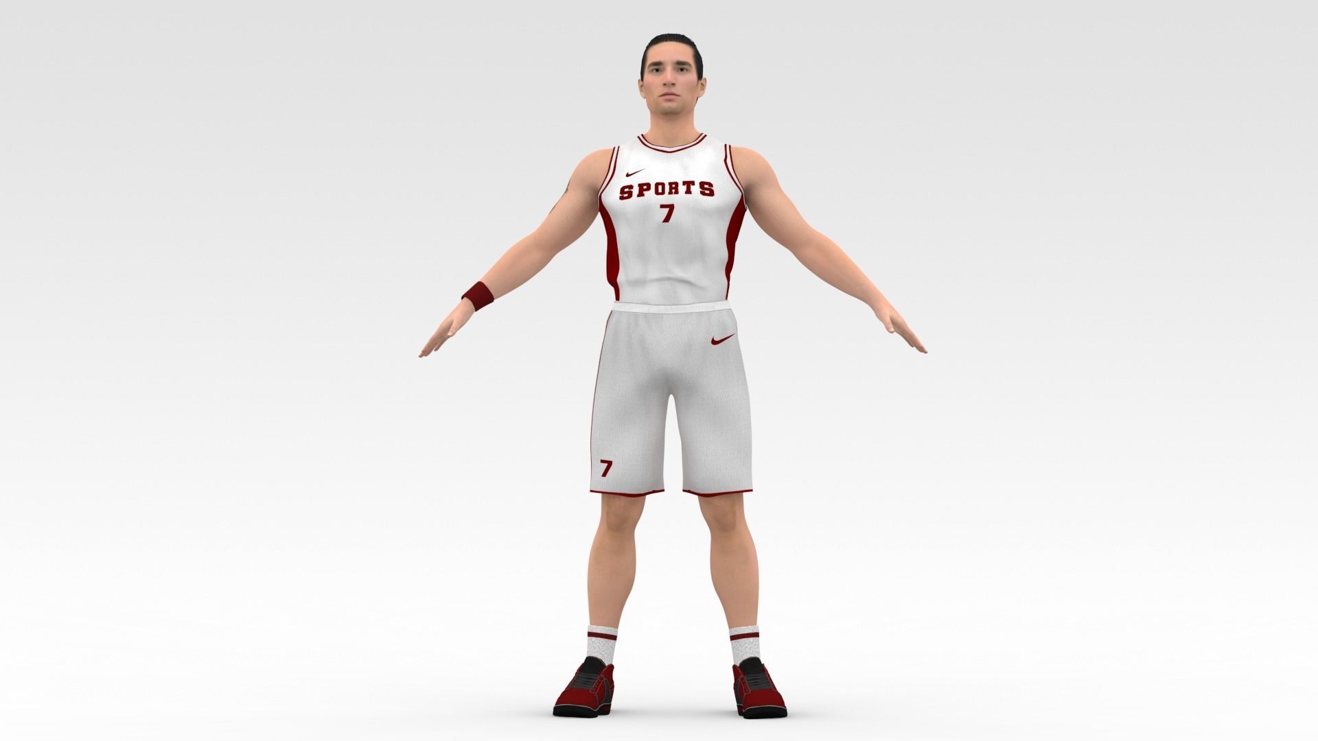 Basketball Player White Player 01 3D model_6