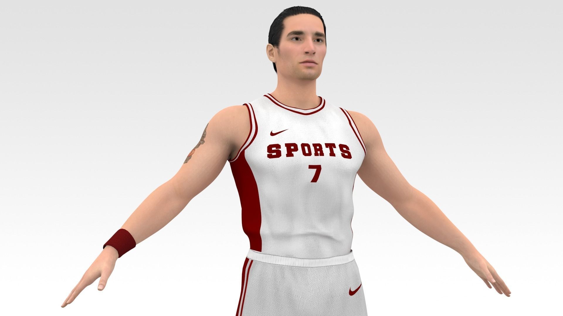 Basketball Player White Player 01 3D model_1