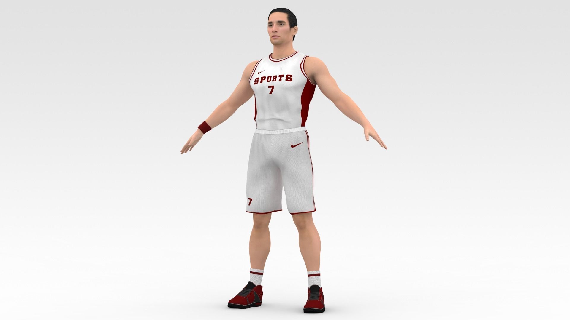 Basketball Player White Player 01 3D model_2