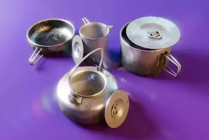 Camping Cooking Pots Free low-poly 3D model