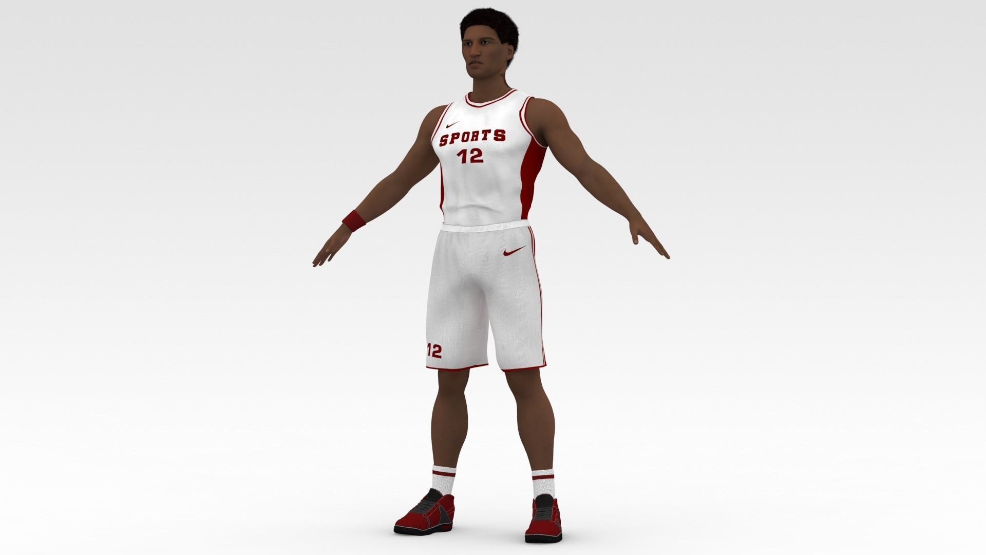 Basketball Player White Player 02 3D model_2