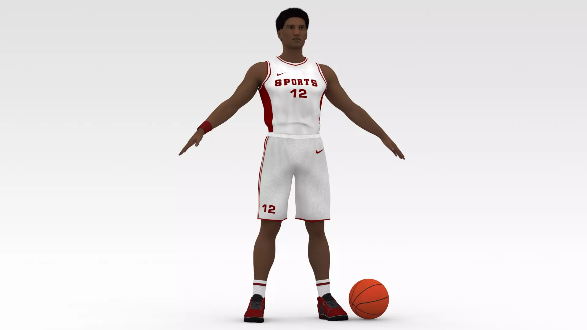Basketball Player White Player 02 3D model_0