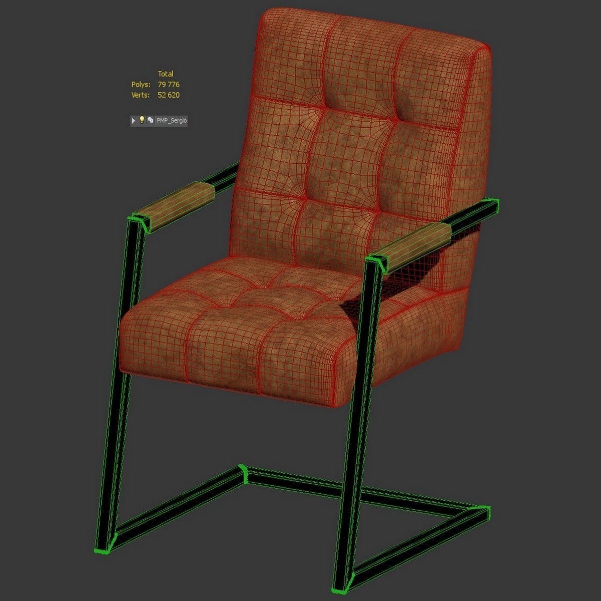 Sergio armchair by PMP furniture Low-poly 3D model_5