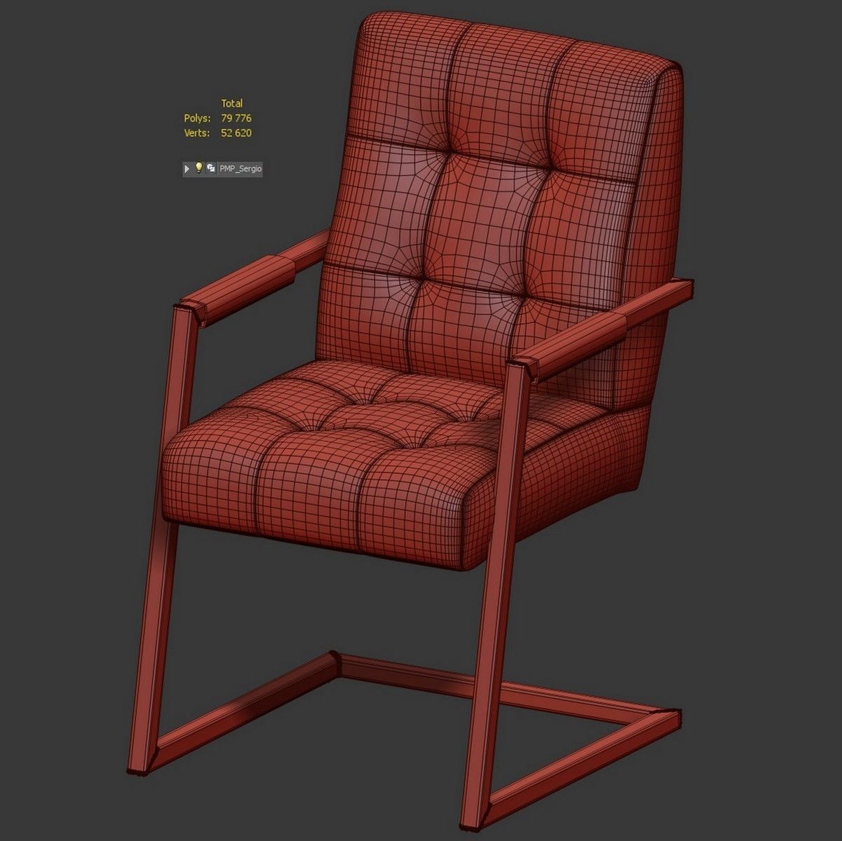 Sergio armchair by PMP furniture Low-poly 3D model_7