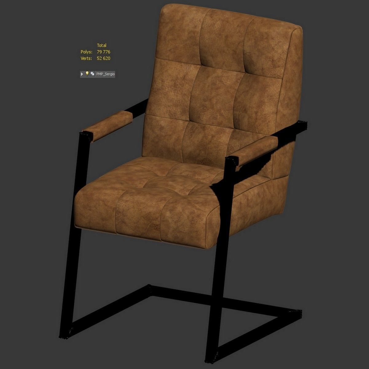Sergio armchair by PMP furniture Low-poly 3D model_4