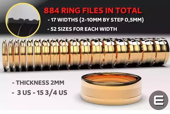 classic wedding ring mega package of 884 rings in total