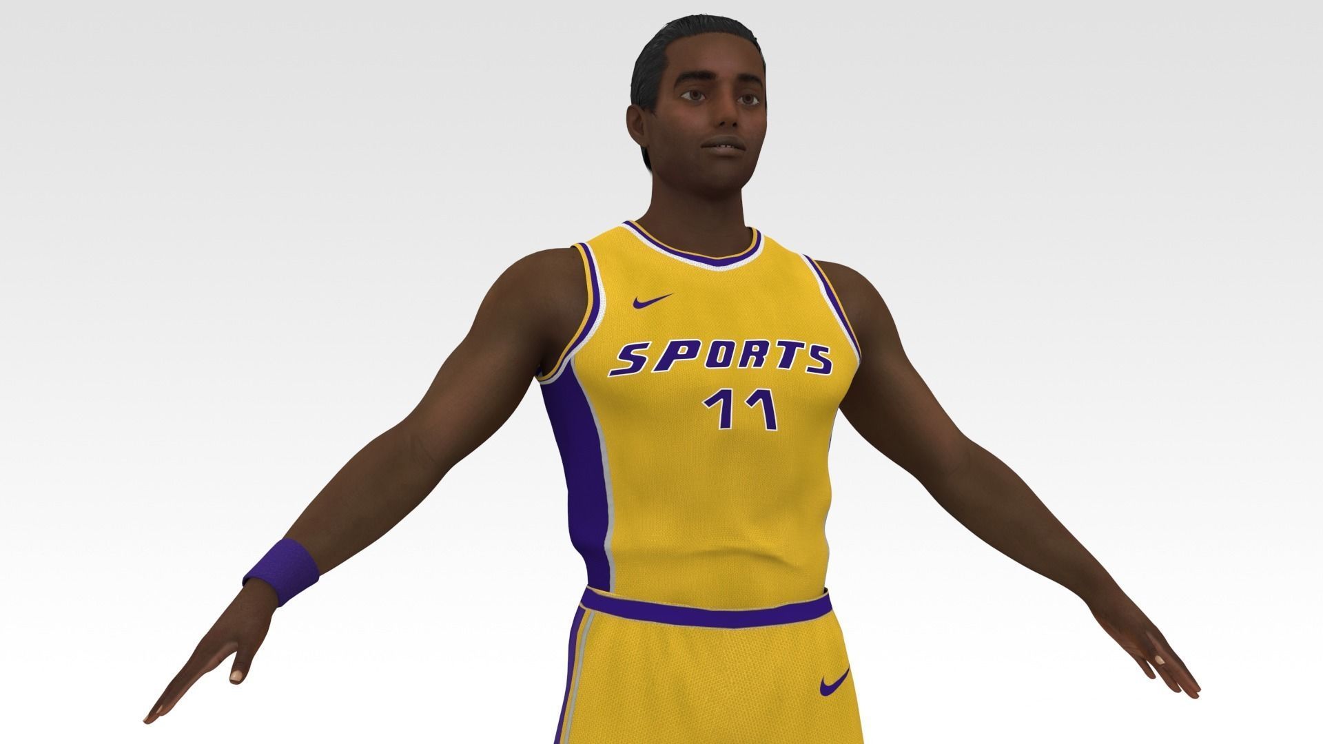 Basketball Player Yellow Player 02 3D model_1