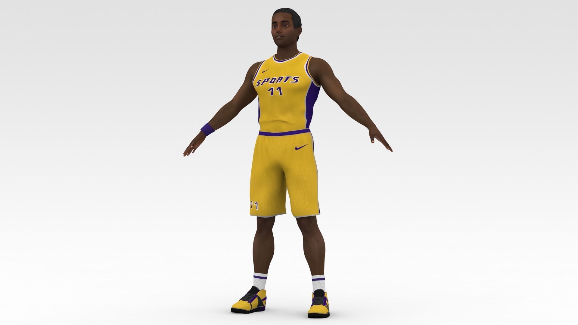 Basketball Player Yellow Player 02 3D model_2