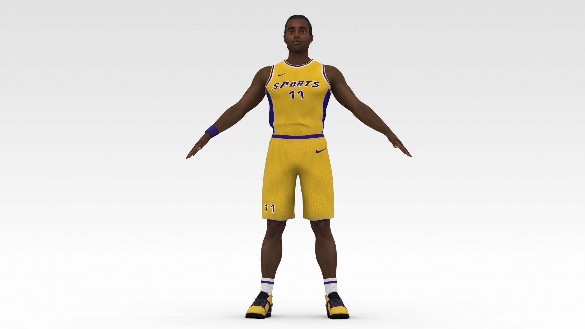 Basketball Player Yellow Player 02 3D model_6