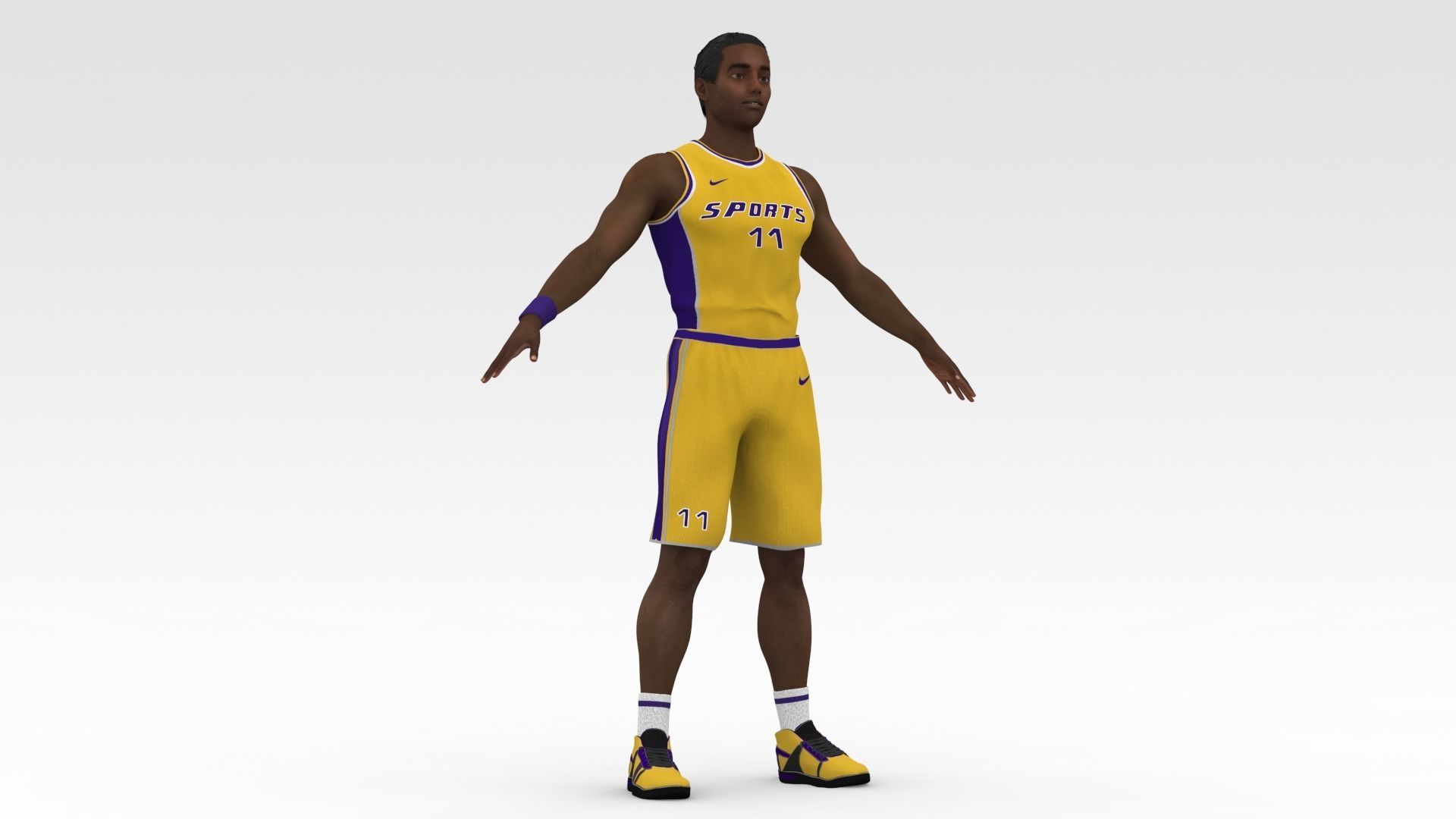Basketball Player Yellow Player 02 3D model_5