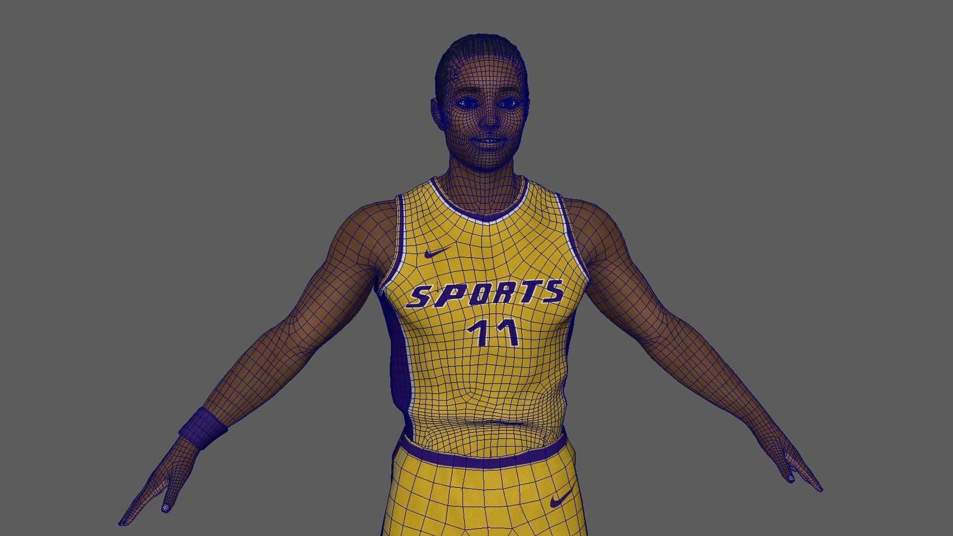 Basketball Player Yellow Player 02 3D model_8