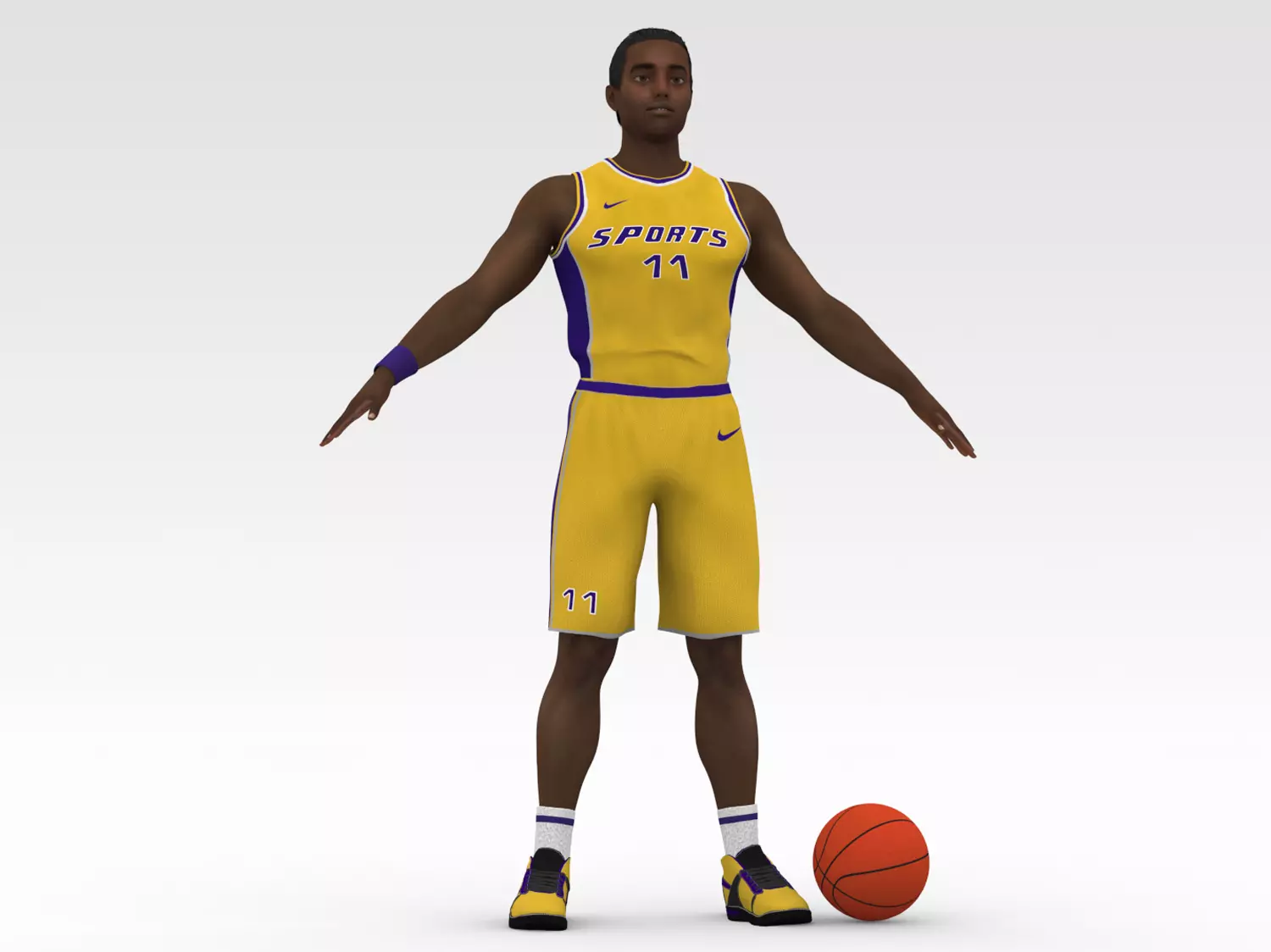 Basketball Player Yellow Player 02 3D model_0