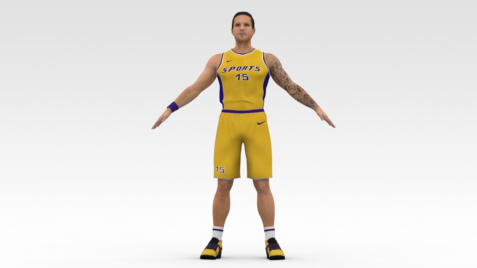 Basketball Player Yellow Player 03 3D model_6