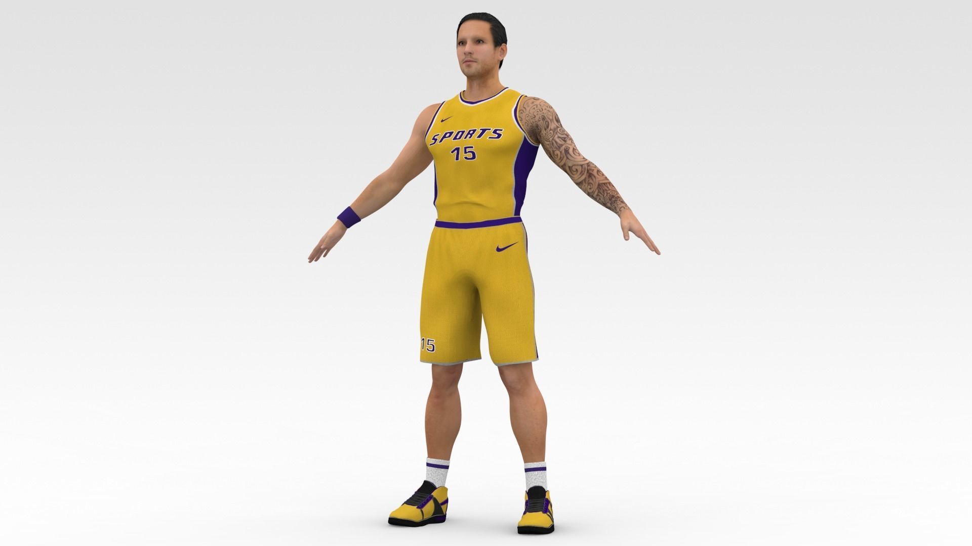 Basketball Player Yellow Player 03 3D model_2
