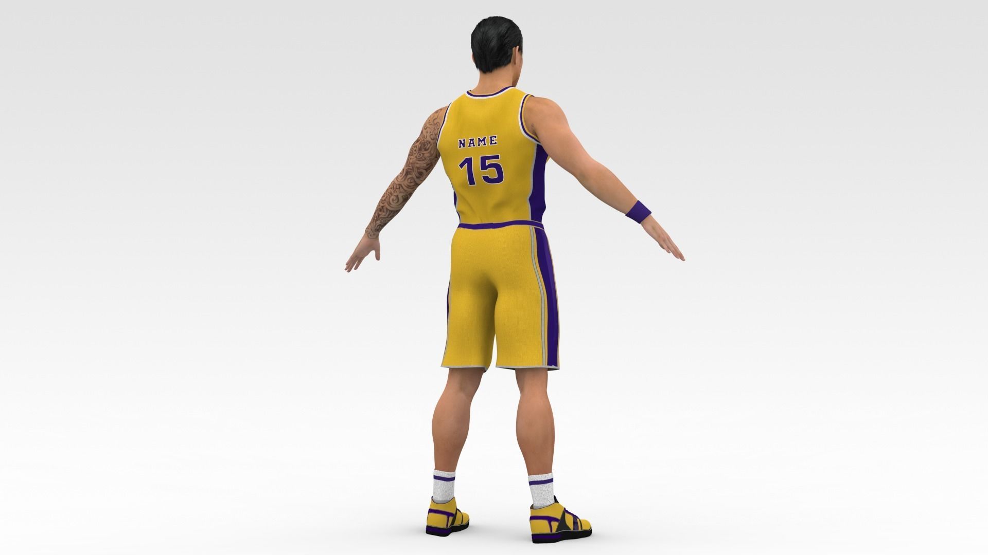 Basketball Player Yellow Player 03 3D model_4