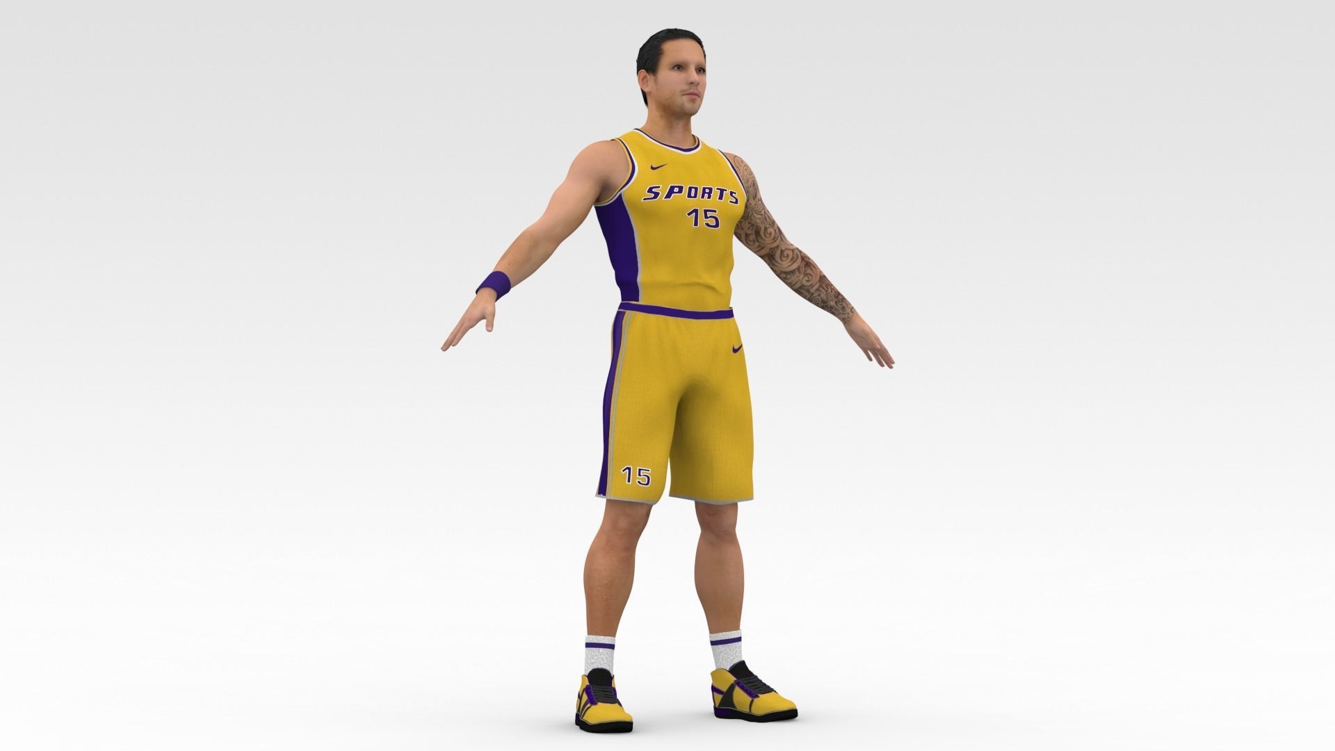 Basketball Player Yellow Player 03 3D model_5