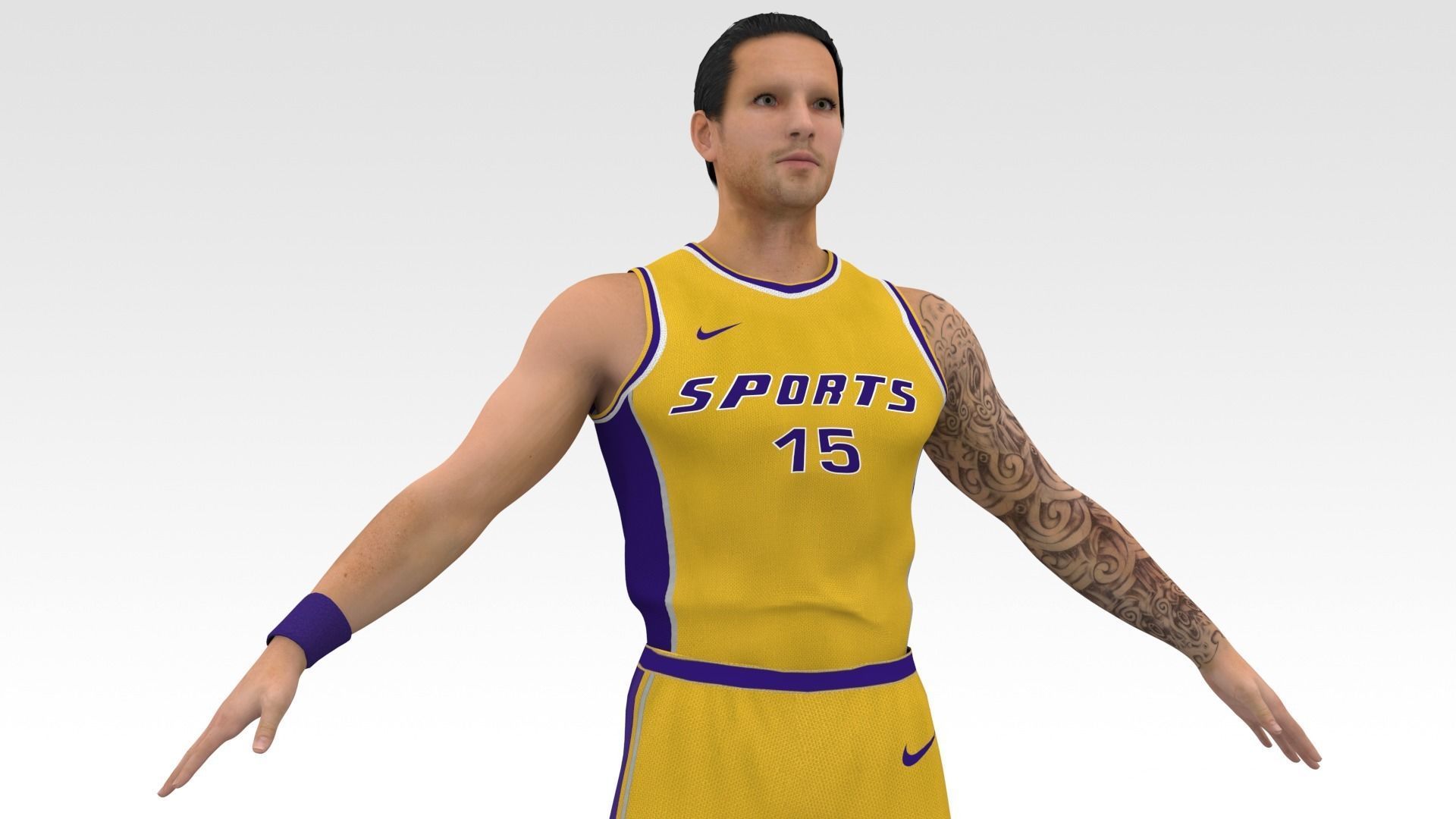 Basketball Player Yellow Player 03 3D model_1