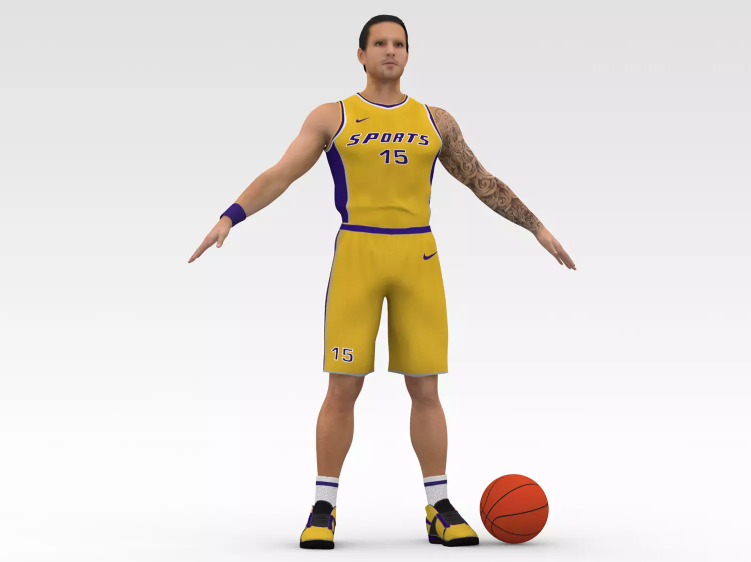 Basketball Player Yellow Player 03 3D model_0