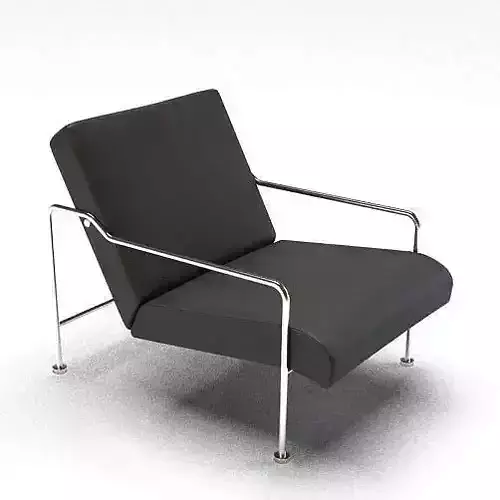 Modern Black Chair With Metal Arms And Legs