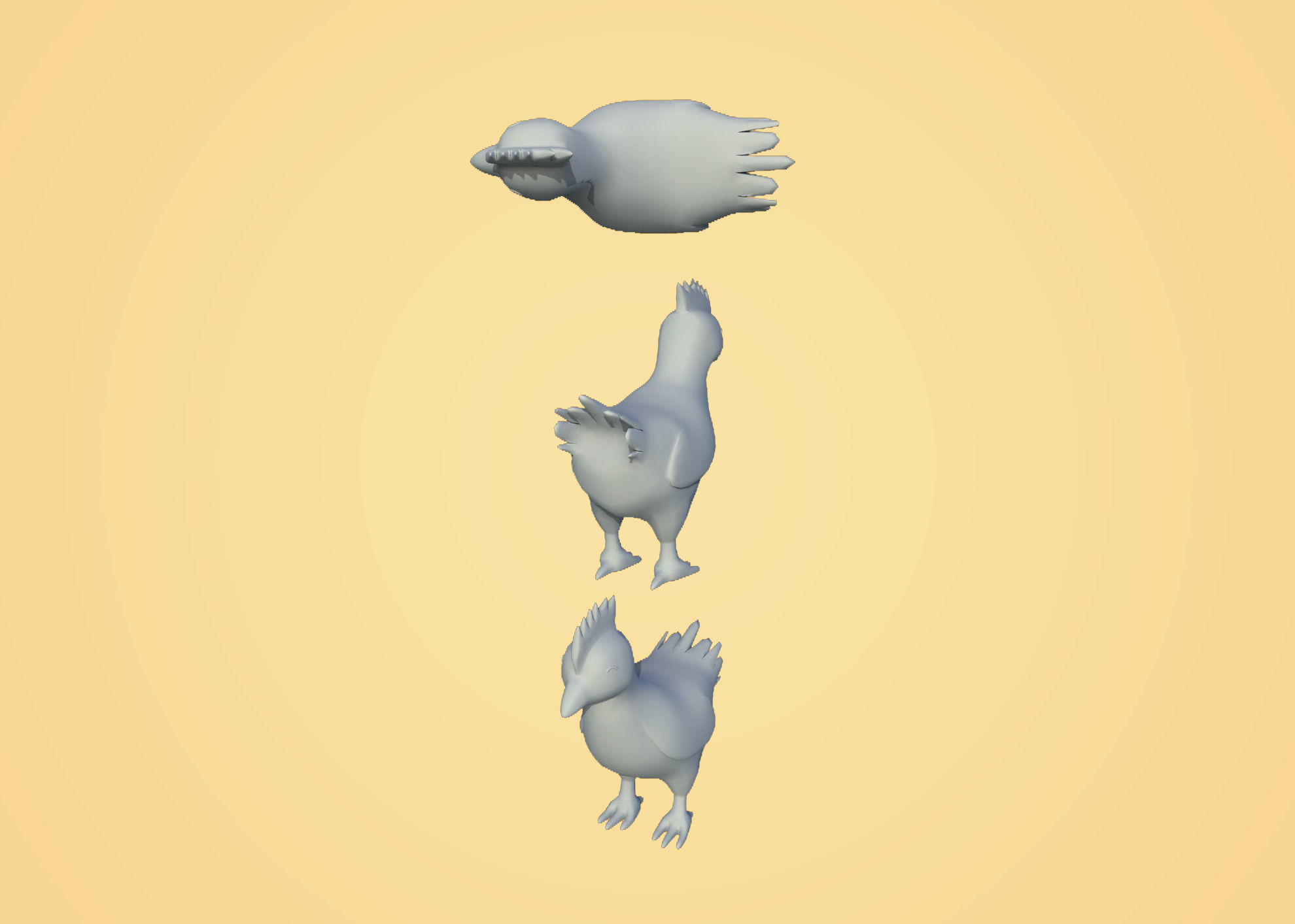 Chicken - cartoon style Low-poly 3D model_5