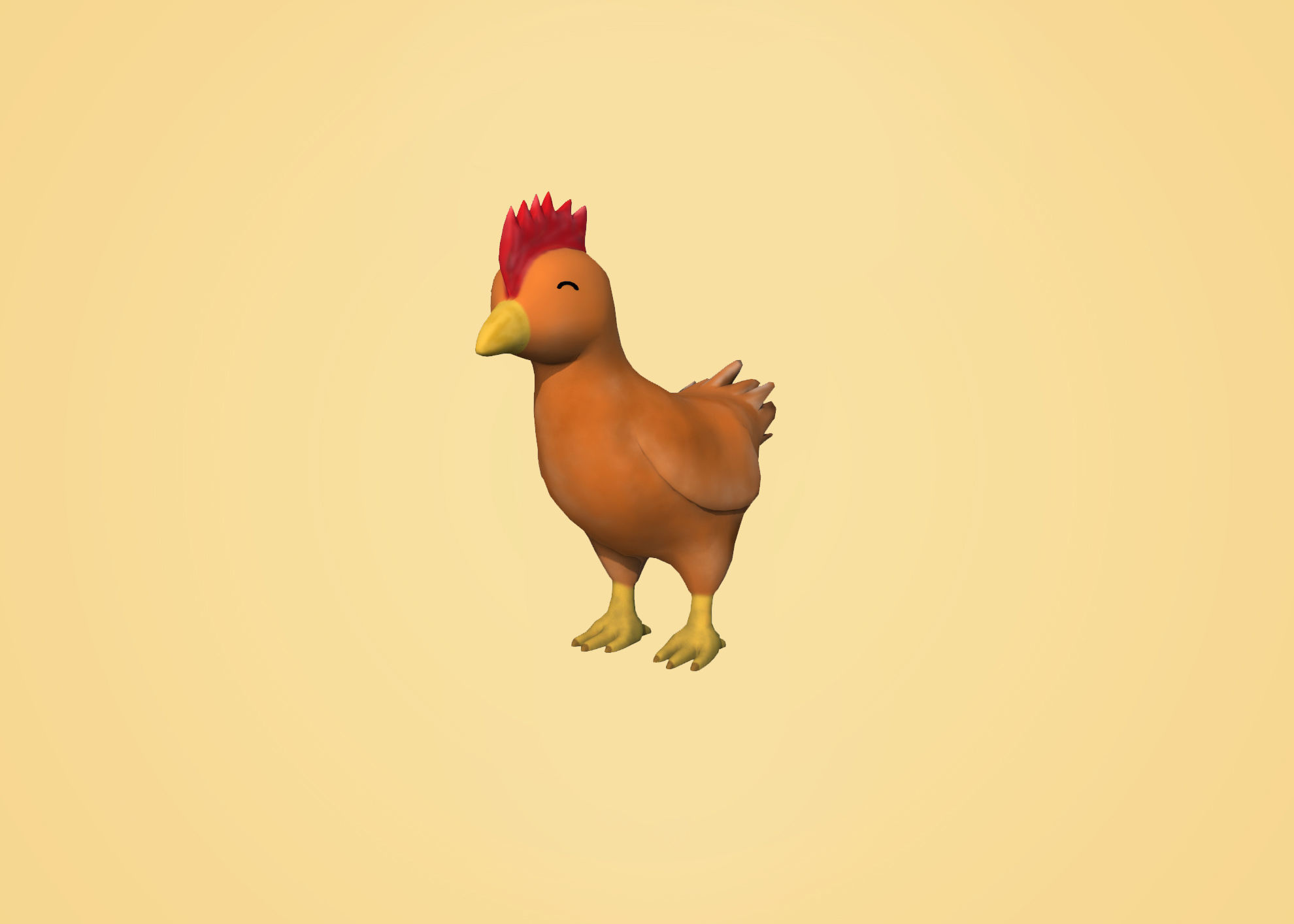 Chicken - cartoon style Low-poly 3D model_1