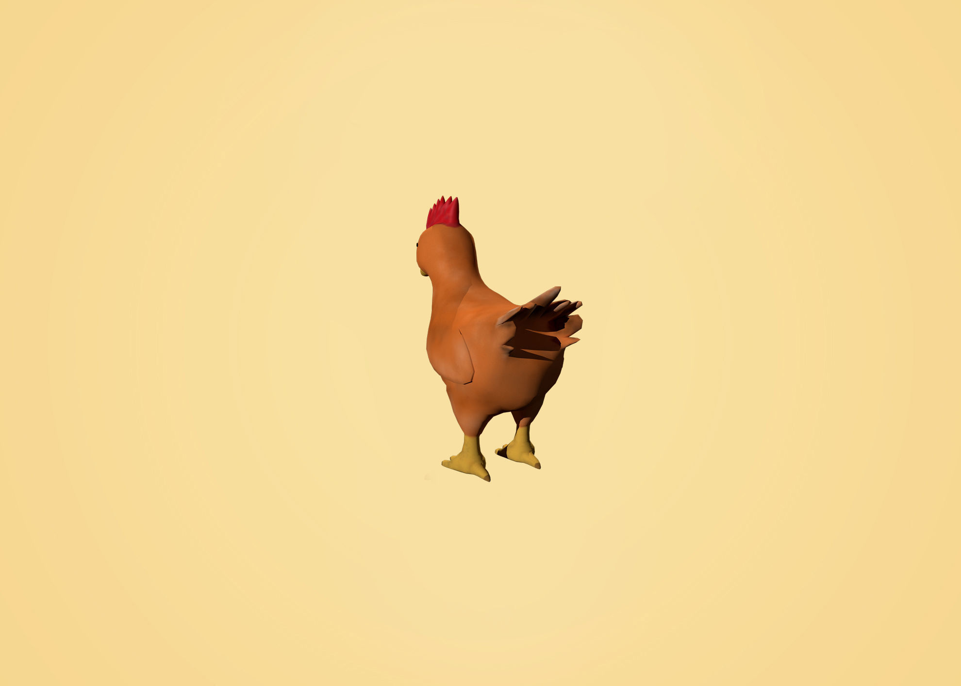 Chicken - cartoon style Low-poly 3D model_2