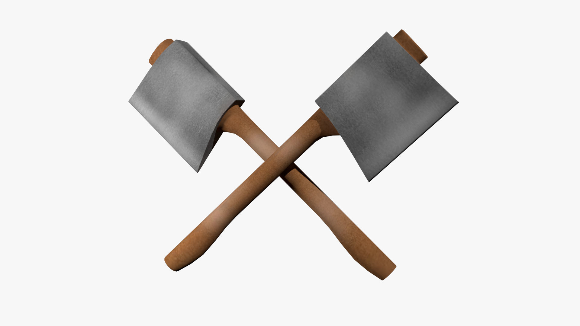 One-handed ax Low-poly 3D model_4