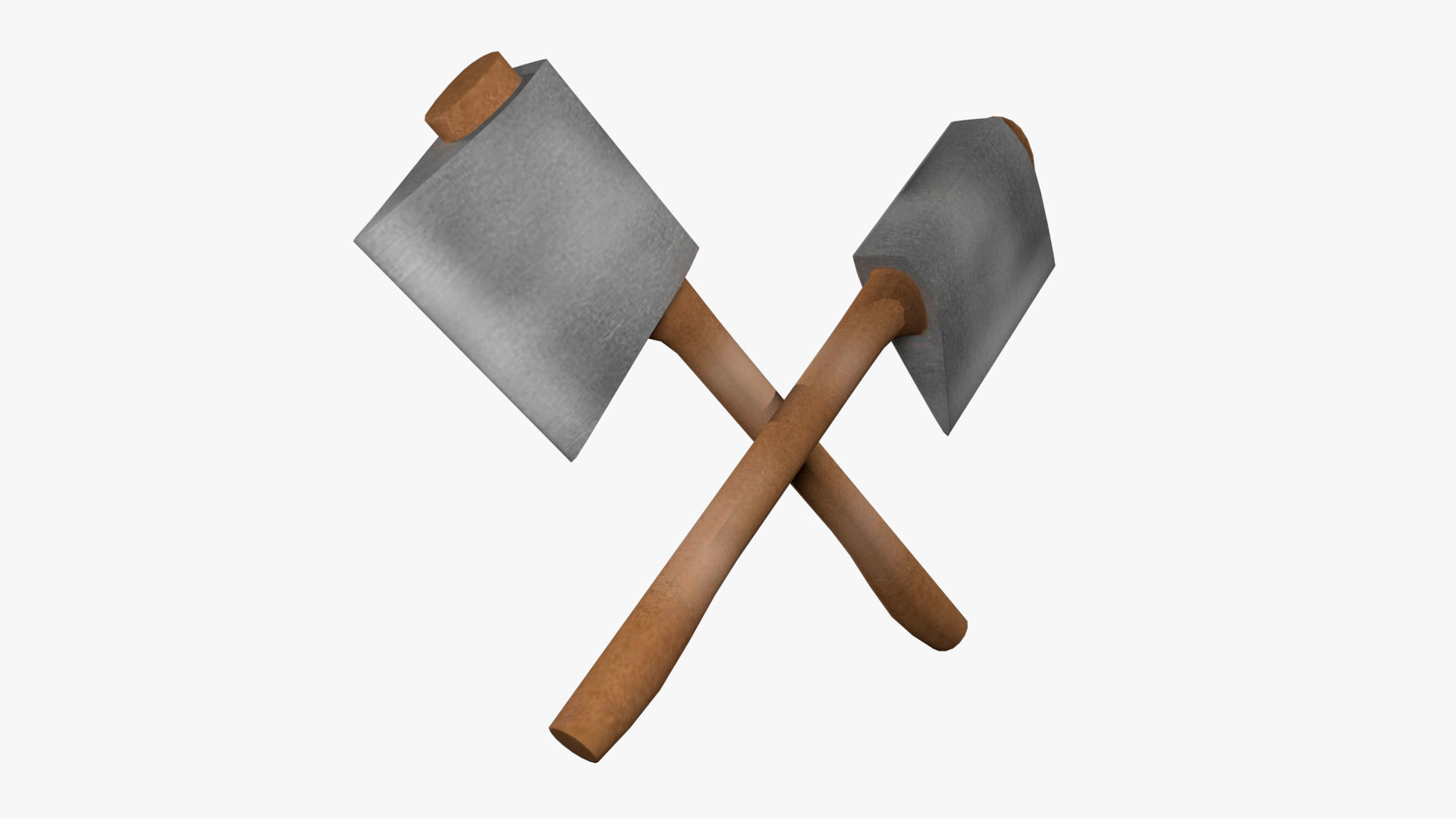 One-handed ax Low-poly 3D model_5