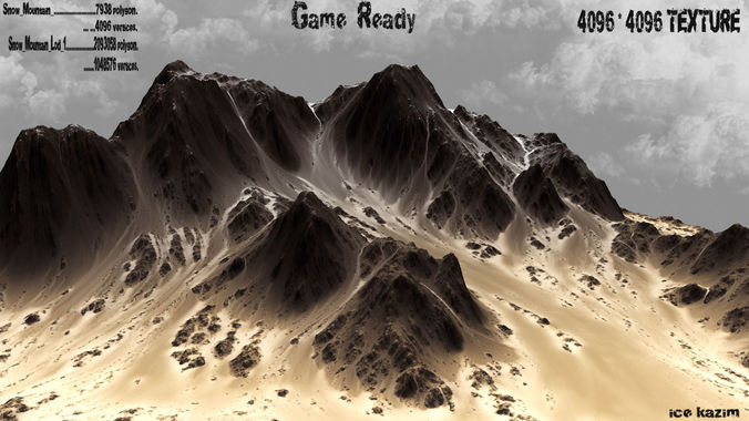 mountain range in desert 3D model