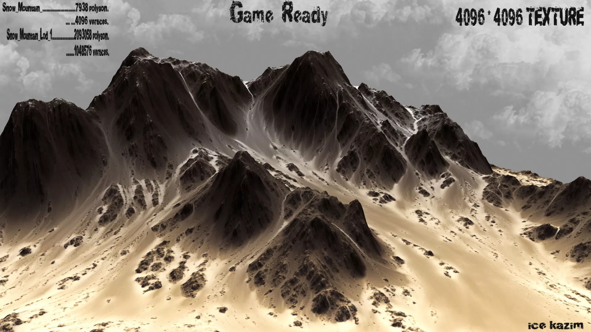 mountain range in desert 3D model