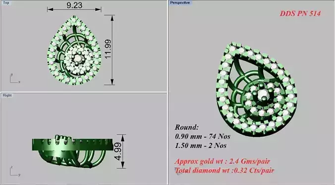 Pendants Collection diamond ring with different measurements