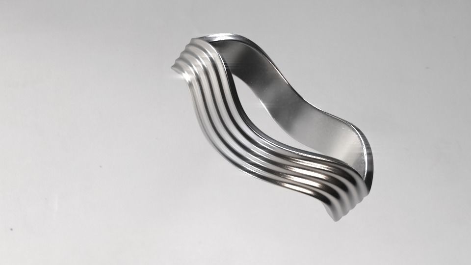 Ring collcetion wave style 3D print model_5