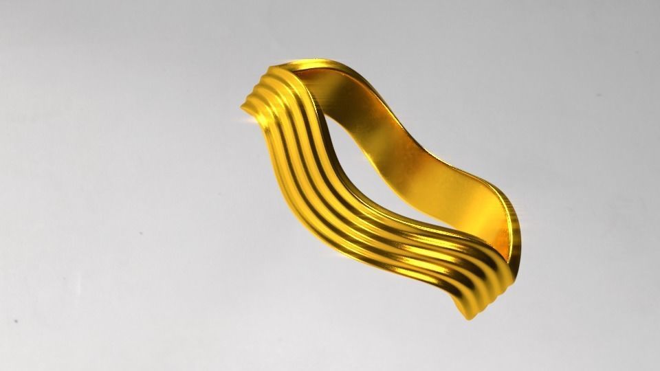 Ring collcetion wave style 3D print model_4