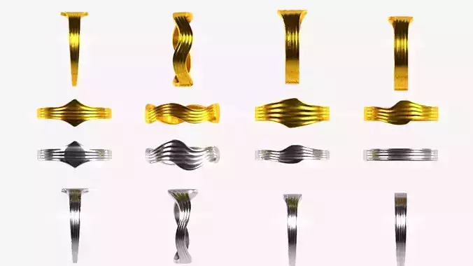 Ring collcetion wave style 3D print model