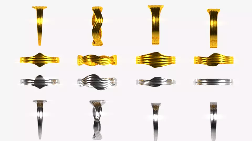 Ring collcetion wave style 3D print model_0