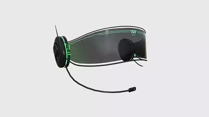 SciFi Glasses H02 Black Green - Character Design Fashion Low-poly 3D model