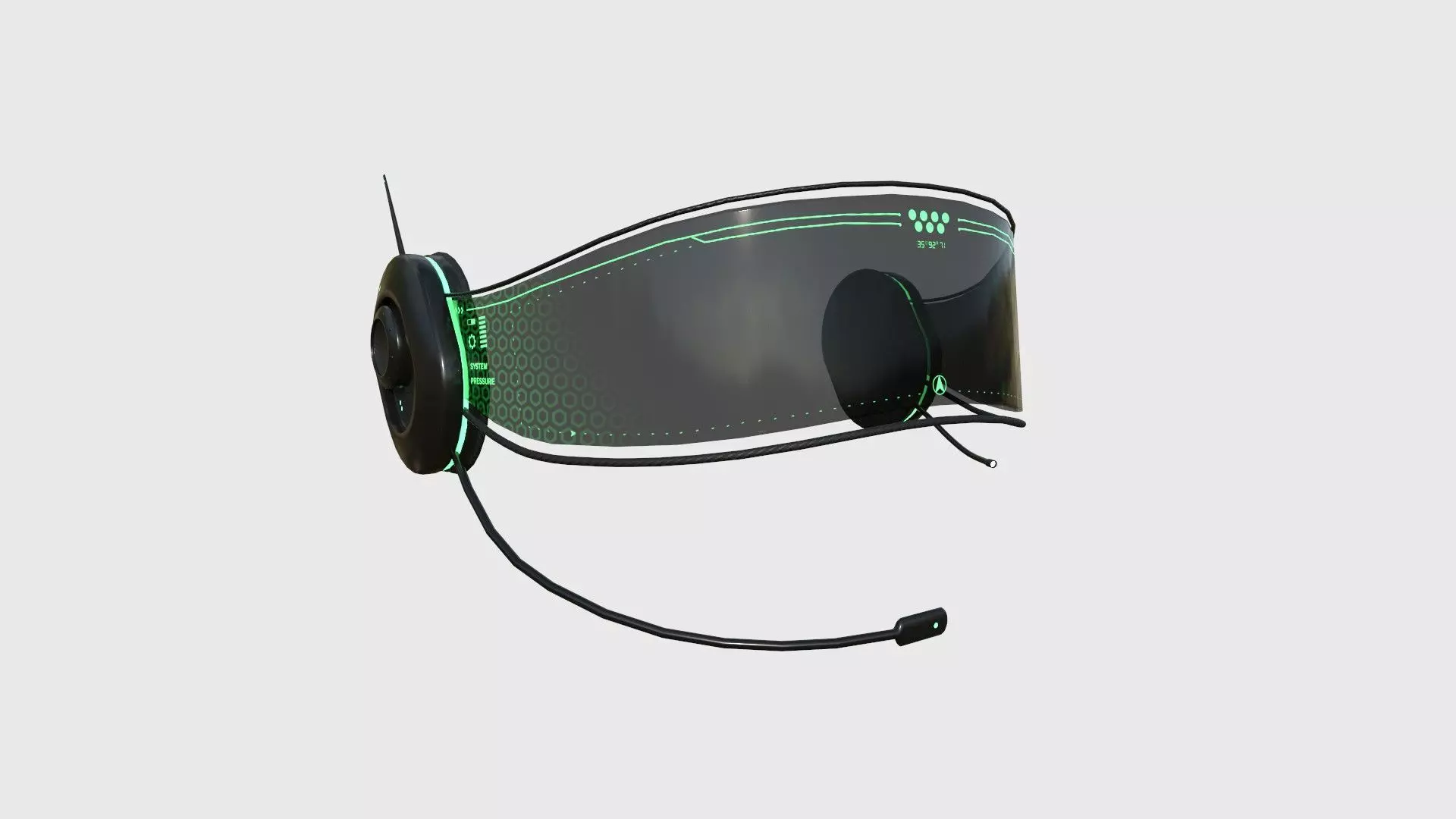 SciFi Glasses H02 Black Green - Character Design Fashion Low-poly 3D model_0