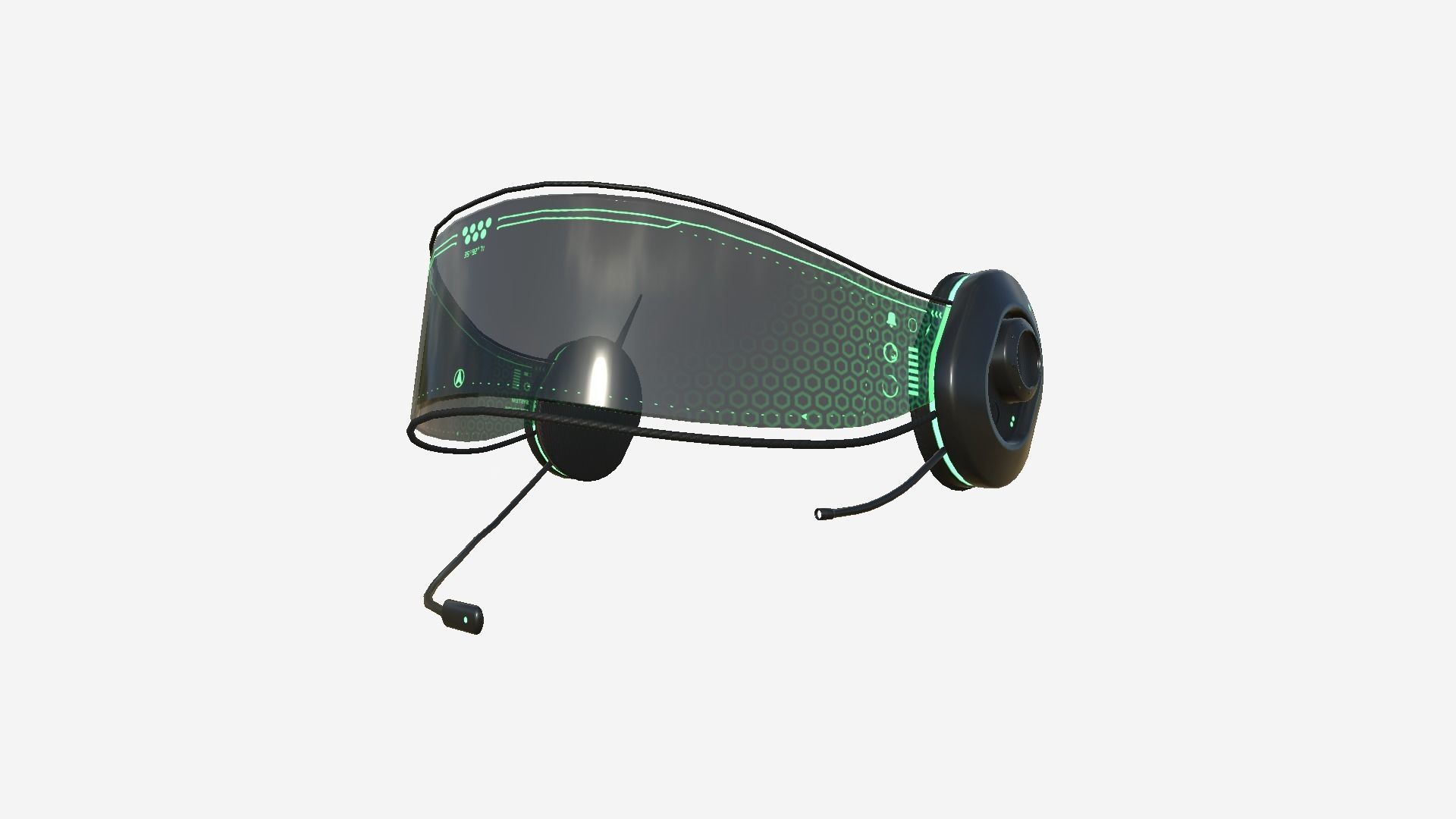SciFi Glasses H02 Black Green - Character Design Fashion Low-poly 3D model_2