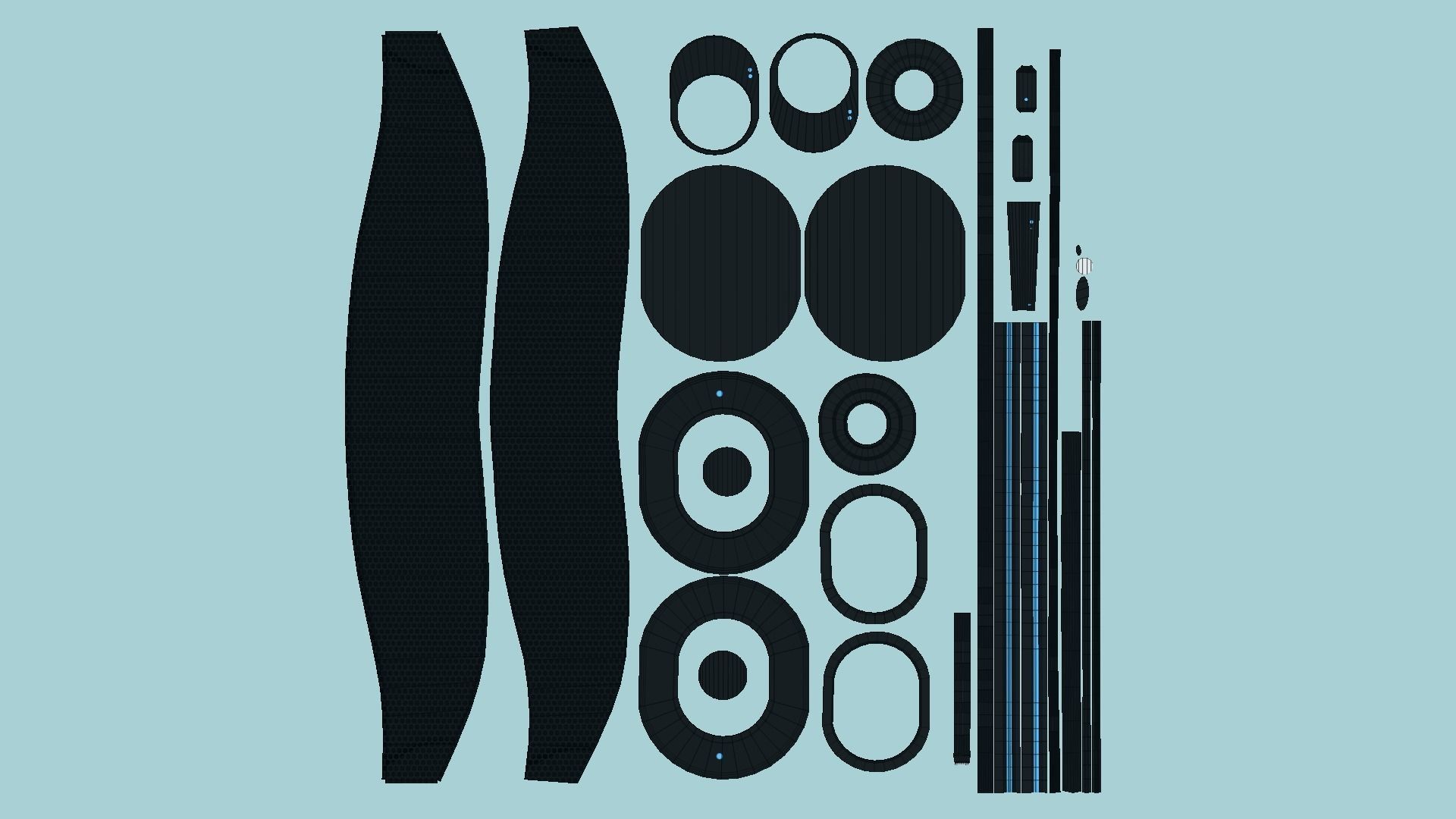 SciFi Glasses H04 Black Grid - Character Design Fashion Low-poly 3D model_5