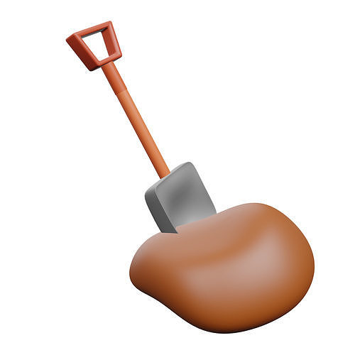 Shovel Icon Low-poly 3D model