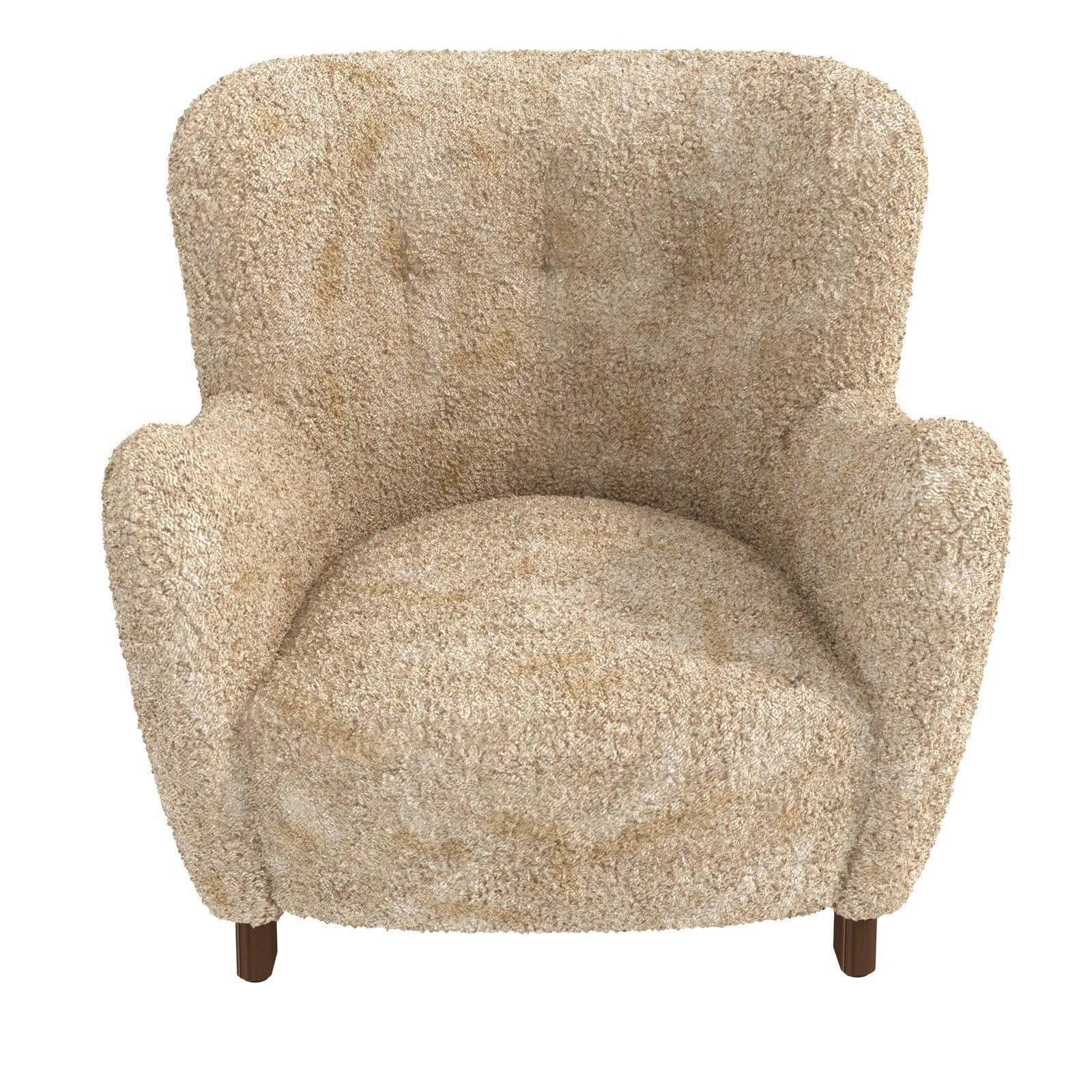 Fritz Hansen  Easy Chair  in Beige Sheepskin  Model 1669  1930s 3D model_1