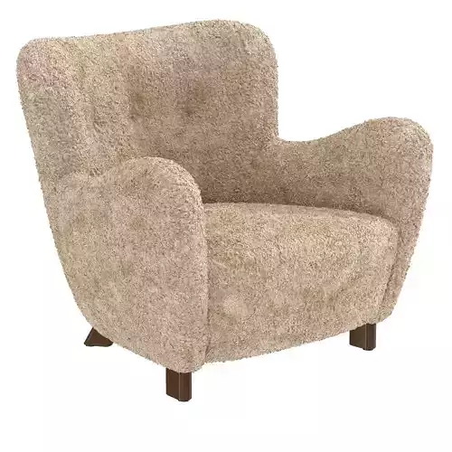 Fritz Hansen  Easy Chair  in Beige Sheepskin  Model 1669  1930s 3D model