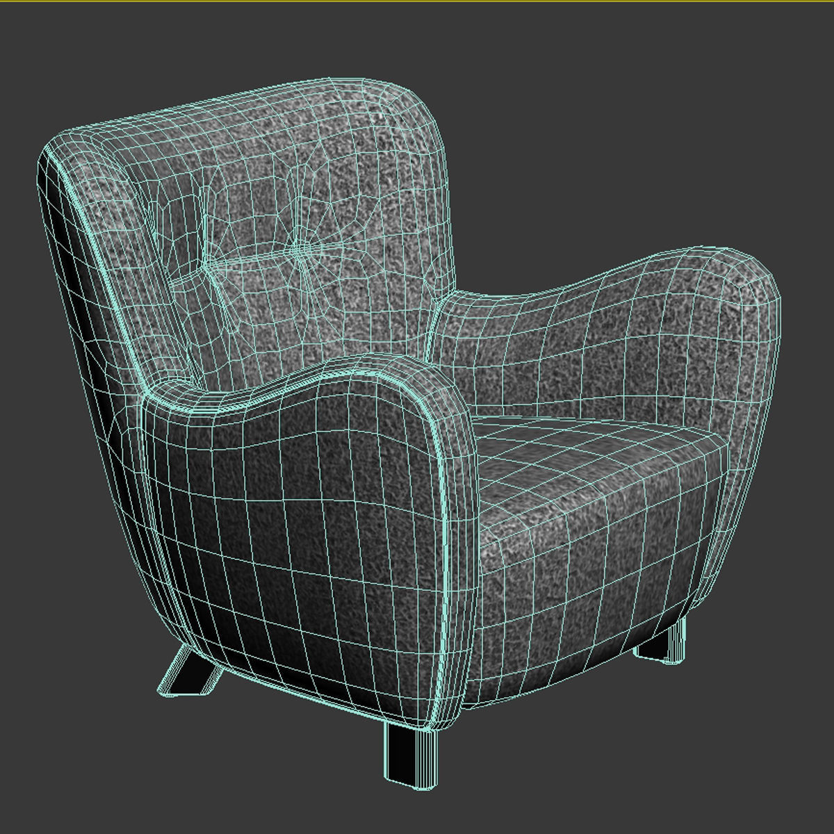 Fritz Hansen  Easy Chair  in Beige Sheepskin  Model 1669  1930s 3D model_6