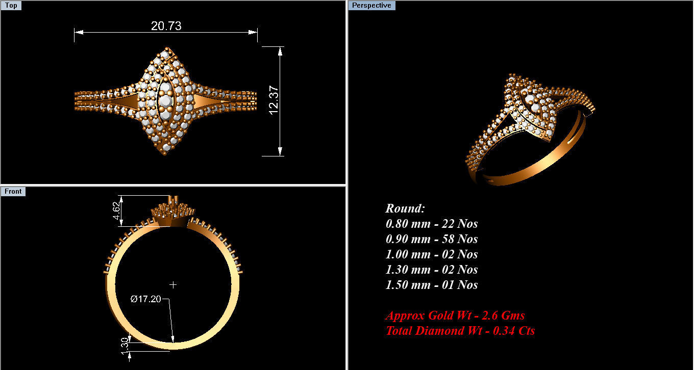 Ring Collection diamond gold 3D print model_87