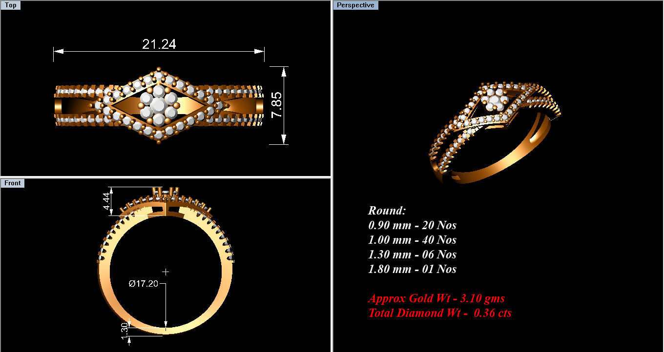 Ring Collection diamond gold 3D print model_54