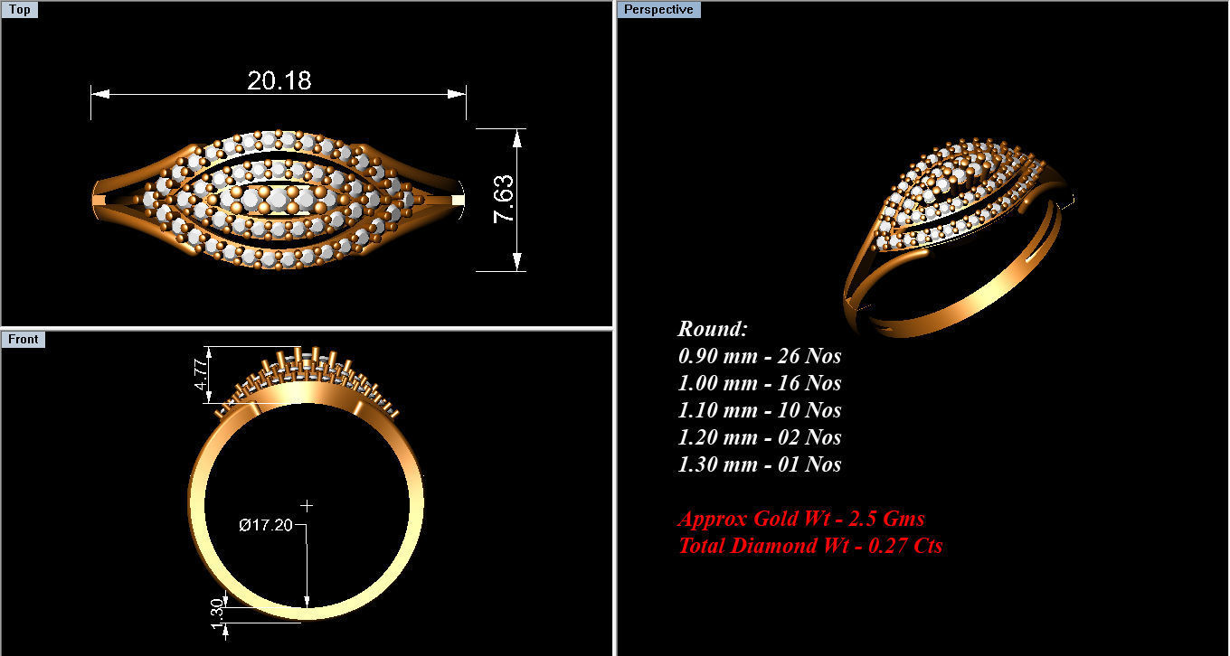 Ring Collection diamond gold 3D print model_97
