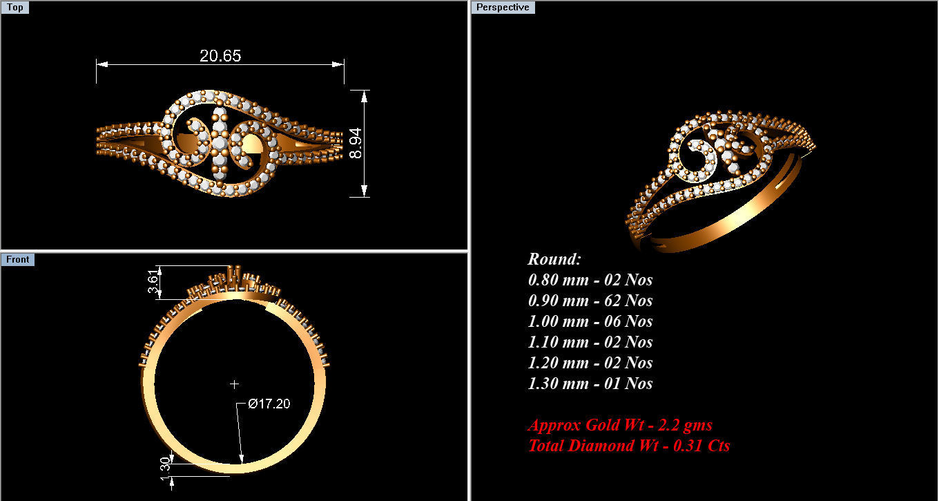 Ring Collection diamond gold 3D print model_82