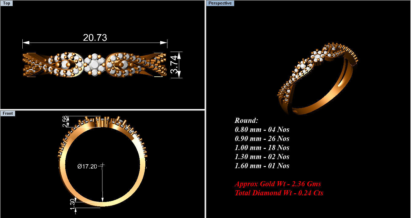 Ring Collection diamond gold 3D print model_96